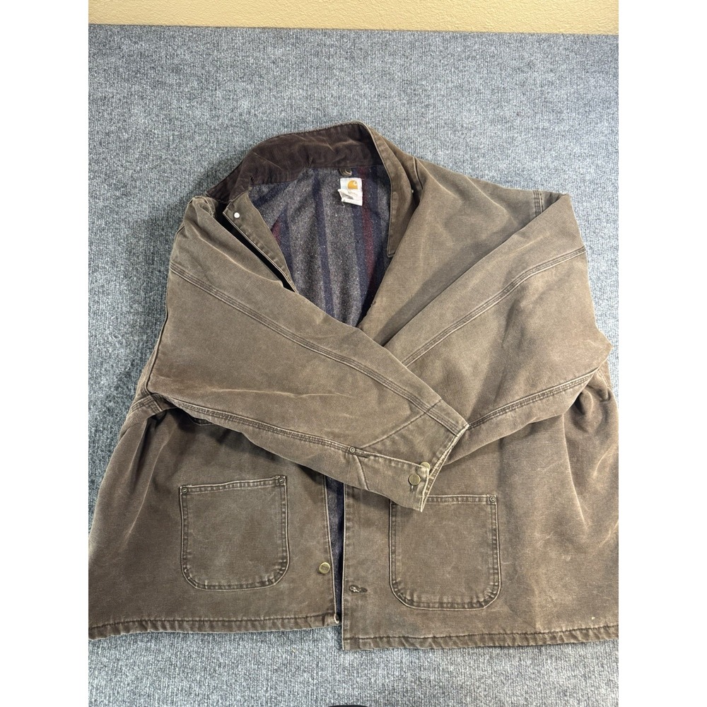 Vintage Carhartt C02 CHT Chore Coat Jacket Mens 5XL USA Made Blanket Lined Brown